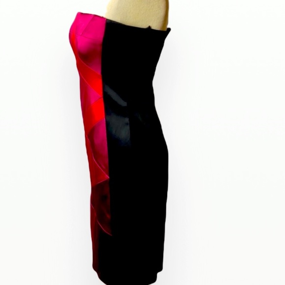 Cache Cocktail  Scarlet Color Block Strapless Dress
Sz 6” - Picture 5 of 8